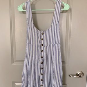 Button Front Blue Striped Sundress